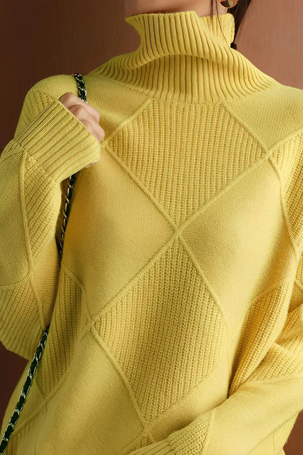 Krohn-e | Pullover - Damen Diamant Strick Rollkragenpullover