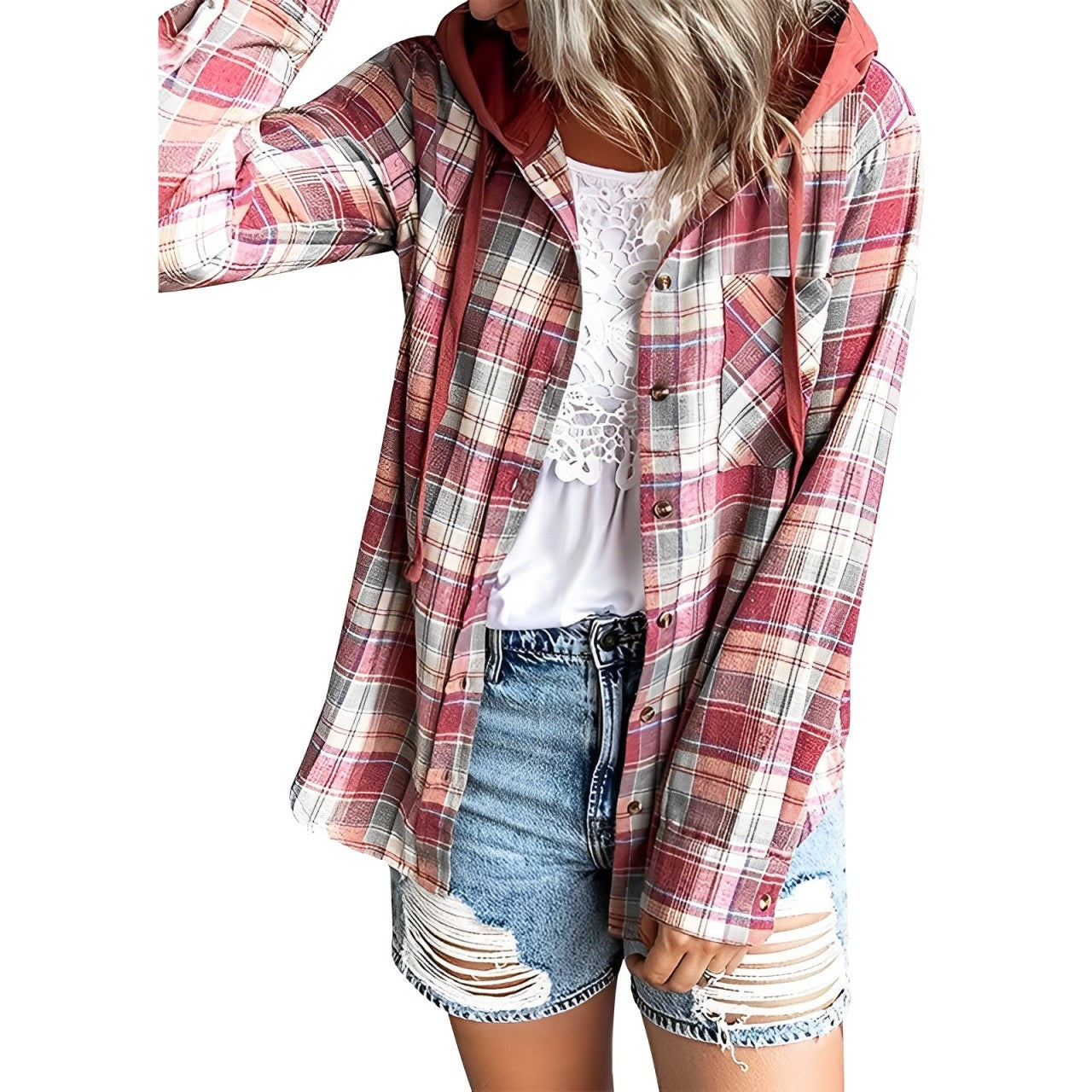 Karierter Kapuzenpullover für Frauen von Fudus