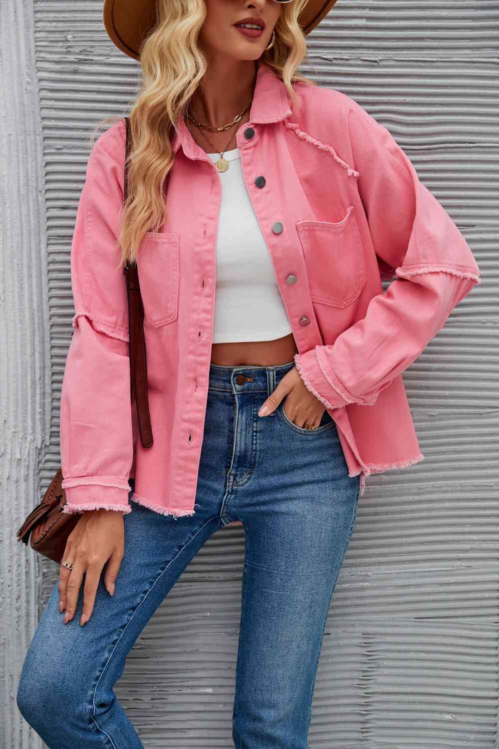 Krohn-e | Raw Hem Kragen Denimjacke