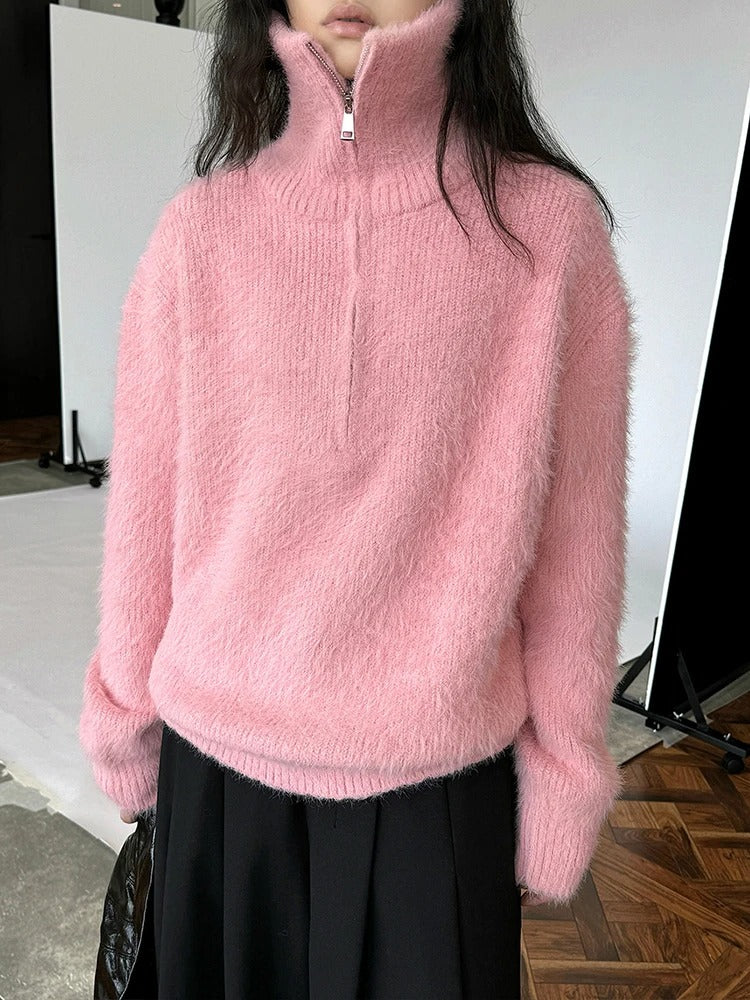 Krohn-e | Flauschiger Pullover mit Reißverschluss