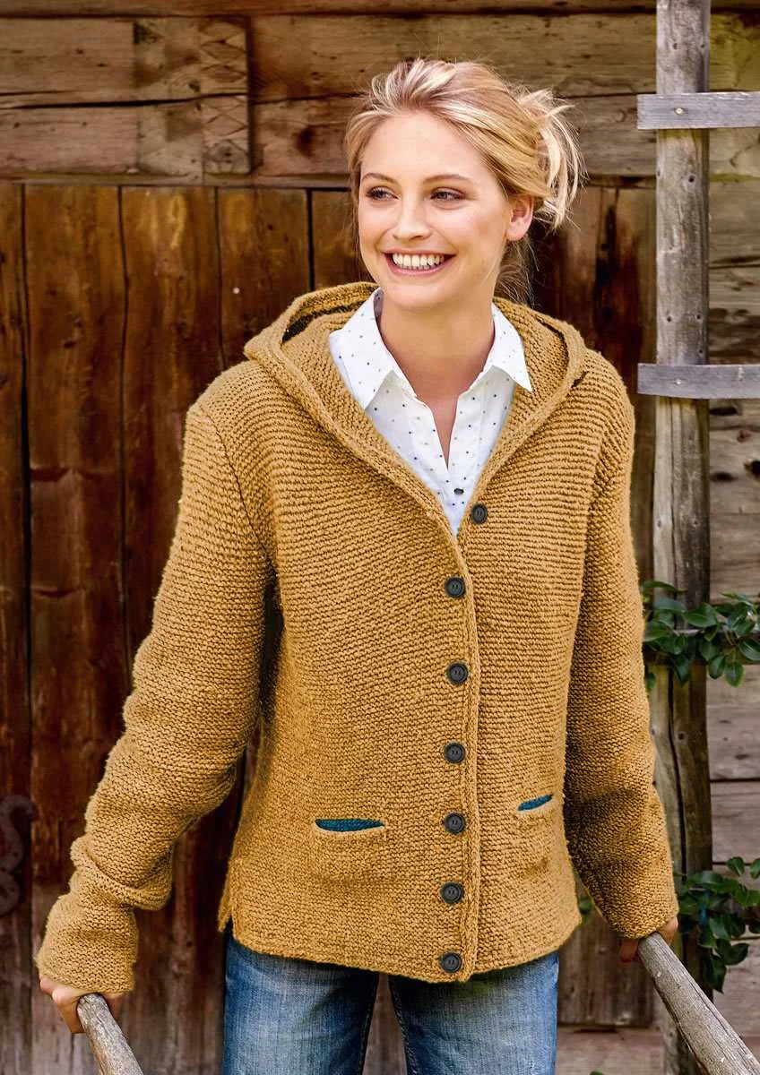 Damen-Kapuzenstrickjacke