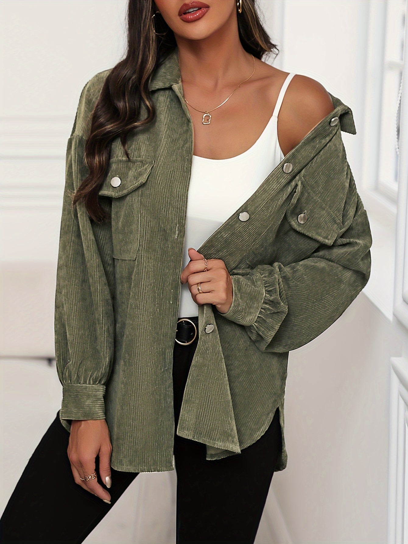 Krohn-e | Weiche Cordjacke Polyester/baumwolle Stilvoller Komfort