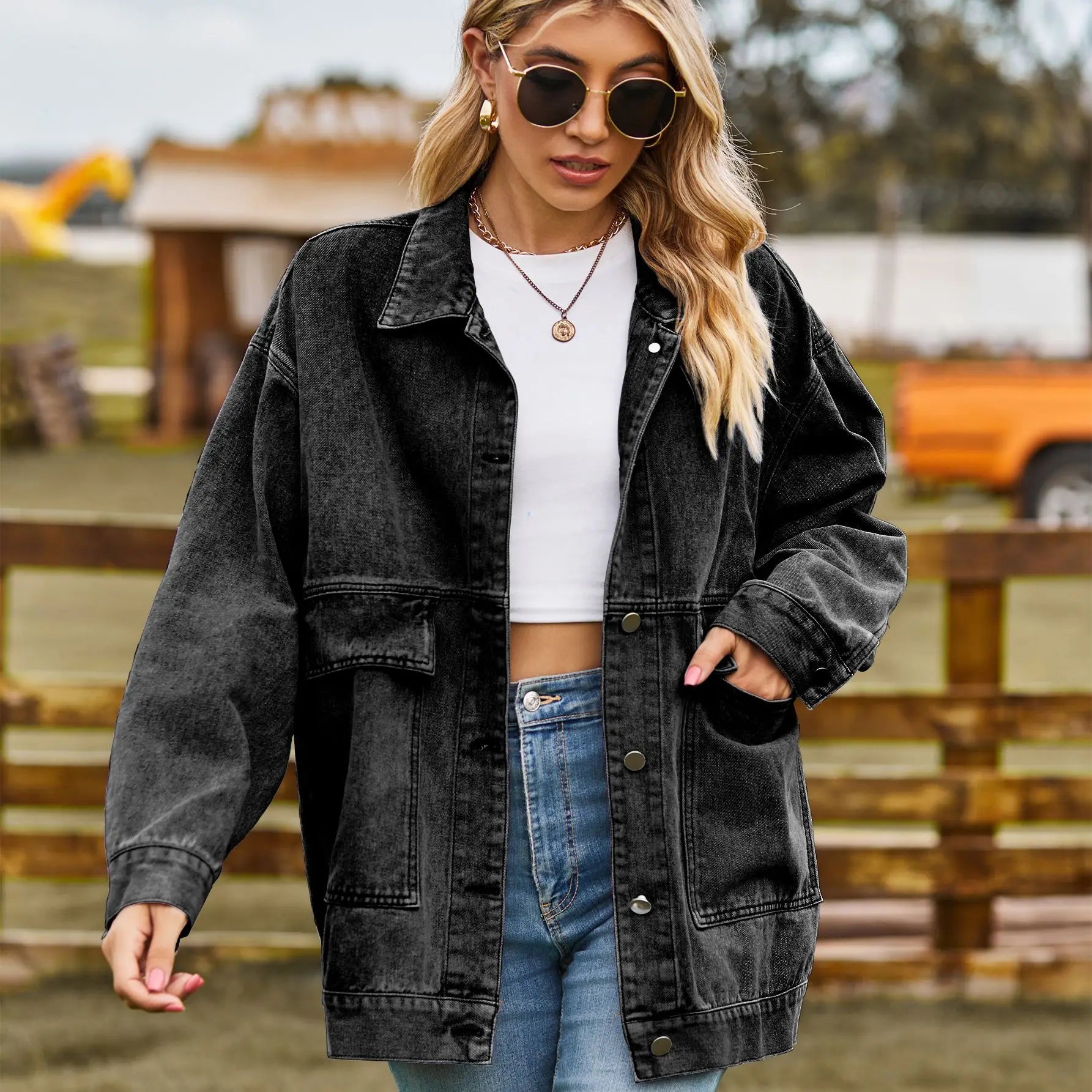 Krohn-e | Übergröße Denim Damenjacke mit Bequemer Passform