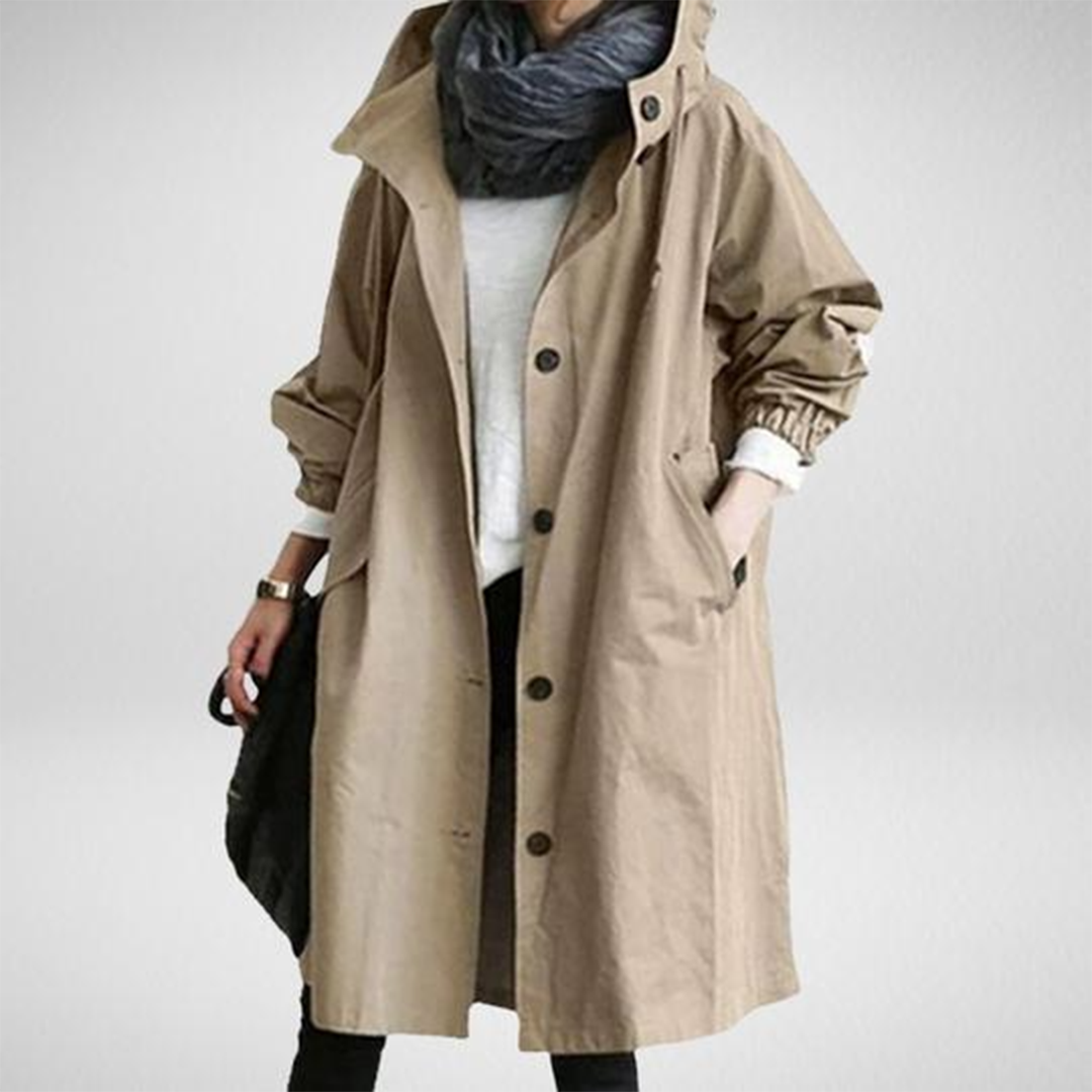 Elegantes, langes, wasserdichtes Damen-Regenjacke von ADALEE