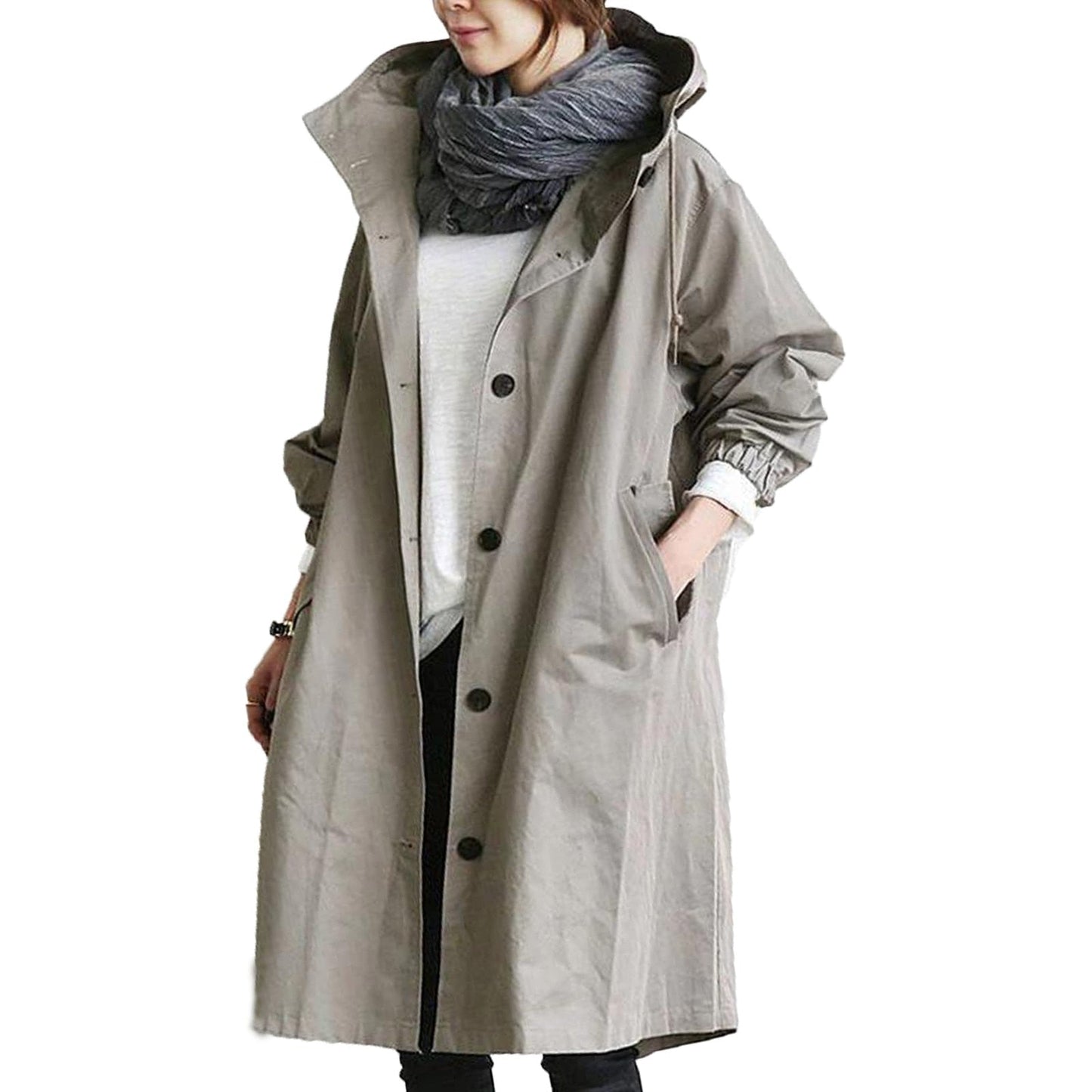 Elegantes, langes, wasserdichtes Damen-Regenjacke von ADALEE