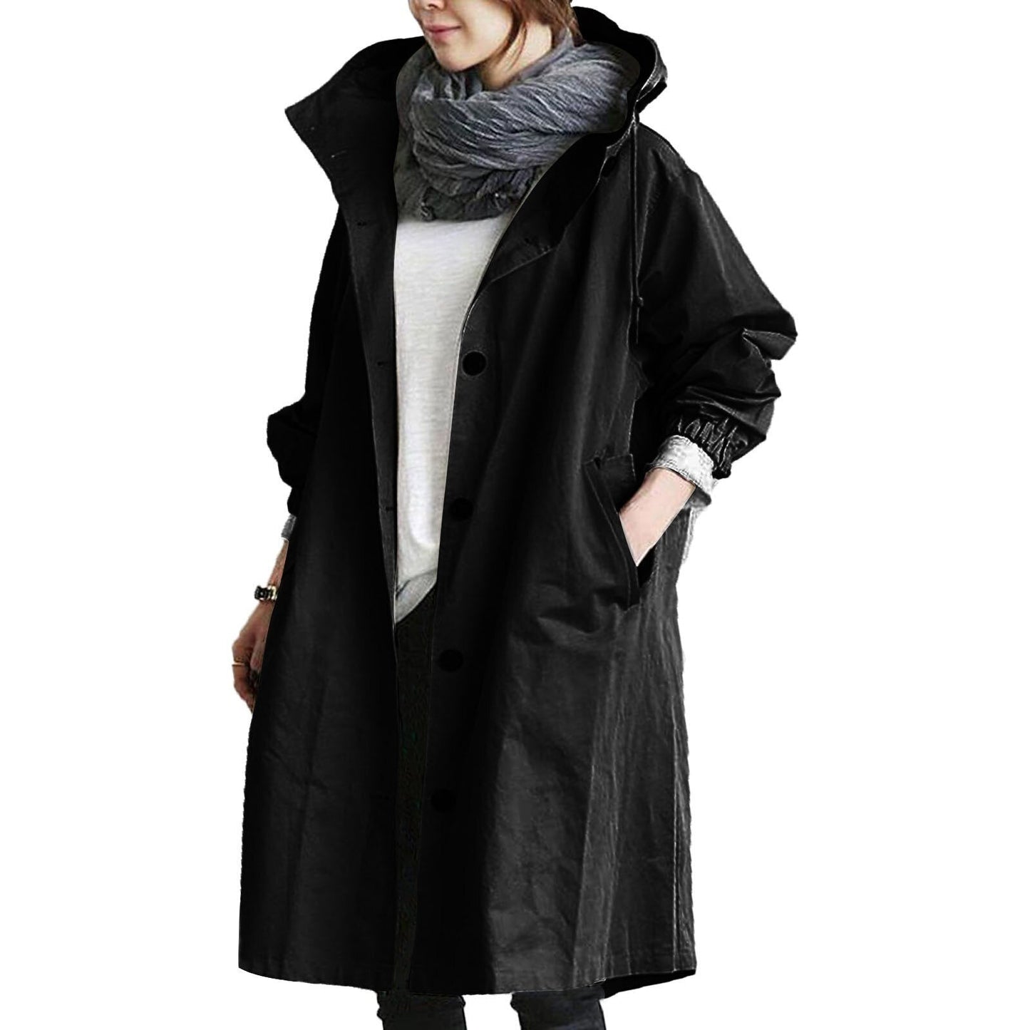 Elegantes, langes, wasserdichtes Damen-Regenjacke von ADALEE