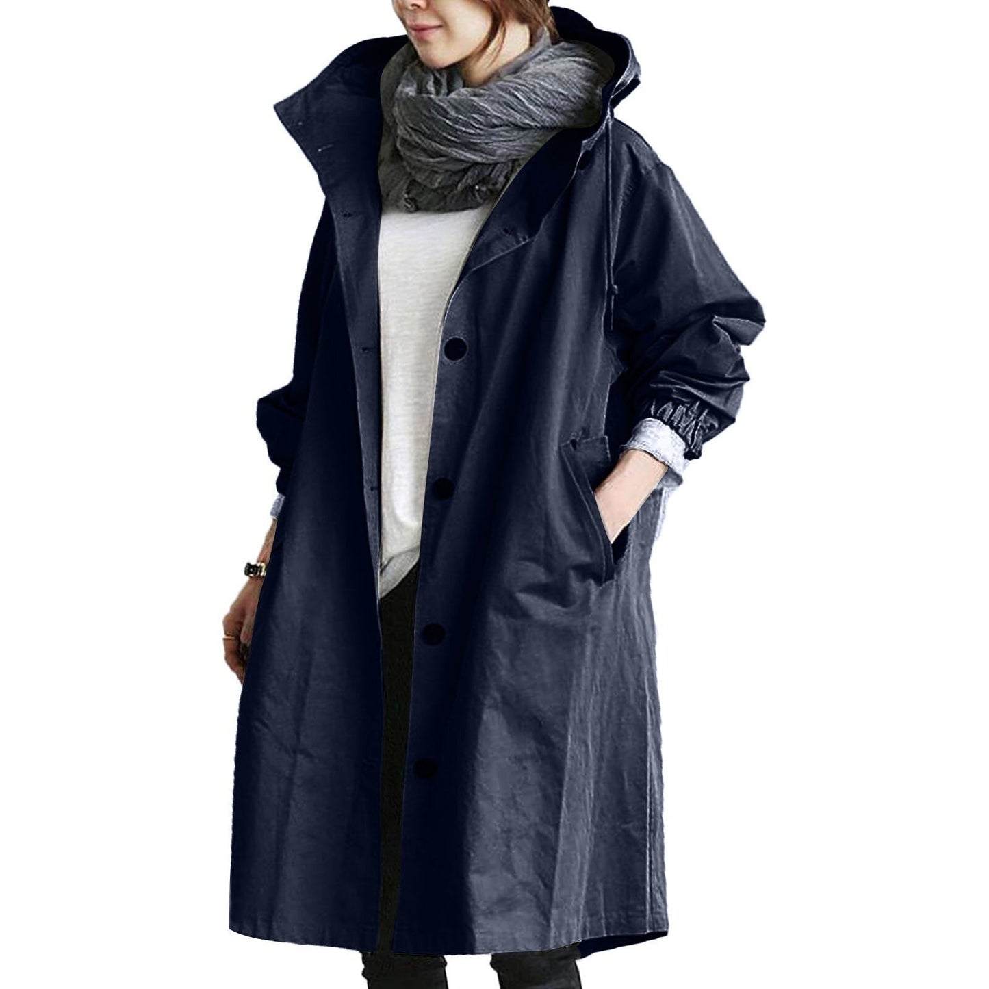 Elegantes, langes, wasserdichtes Damen-Regenjacke von ADALEE