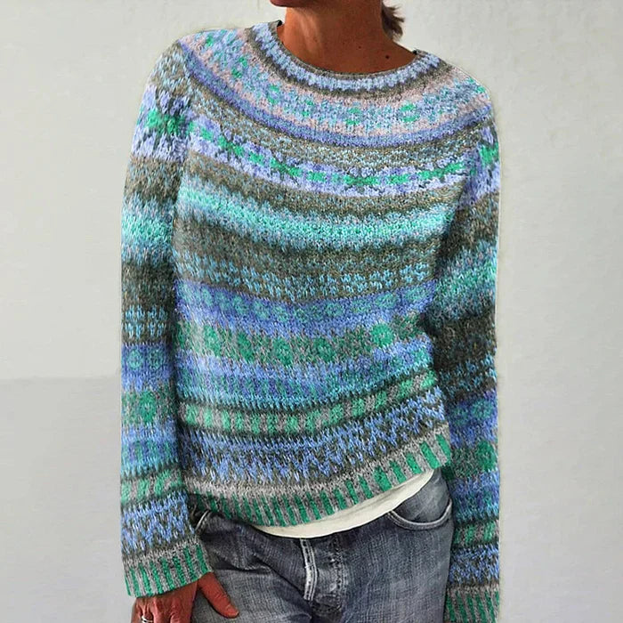 Krohn-e | Pullover - Frauen Bunter Fair Isle Strickpullover