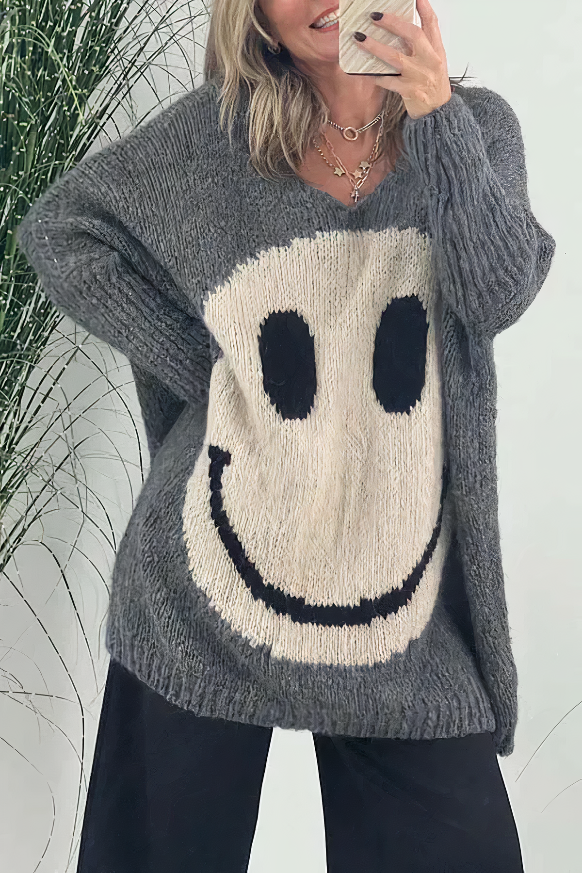 Krohn-e | Sweater - Oversized Smiley Strickpullover