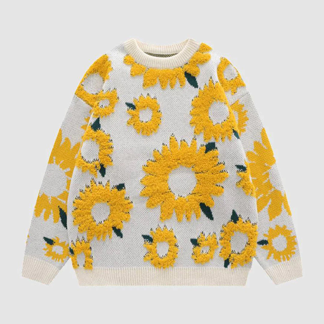 Strickpullover Amity mit Sonnenblumenmuster