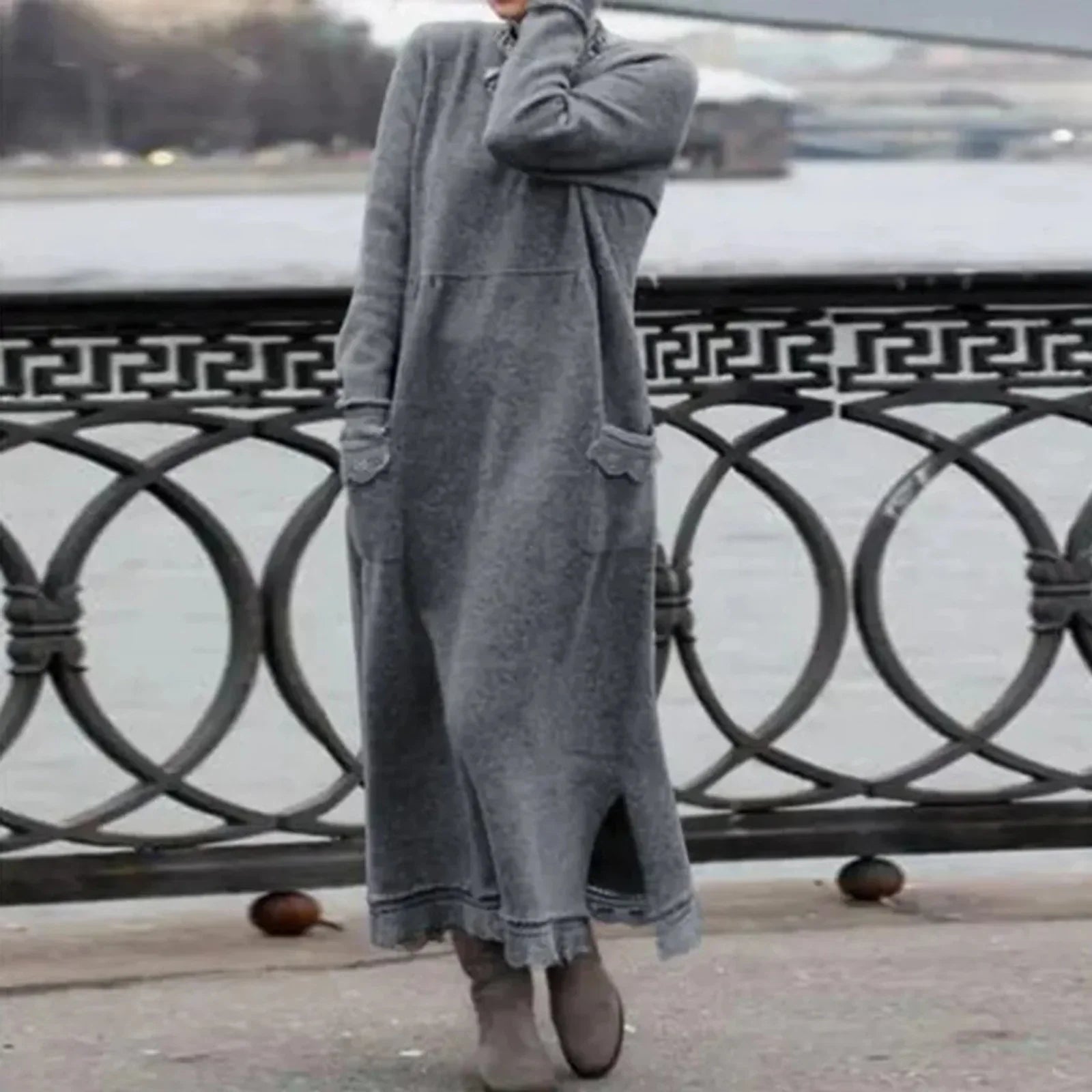 Krohn-e | Rundhals Langarm Winterkleid