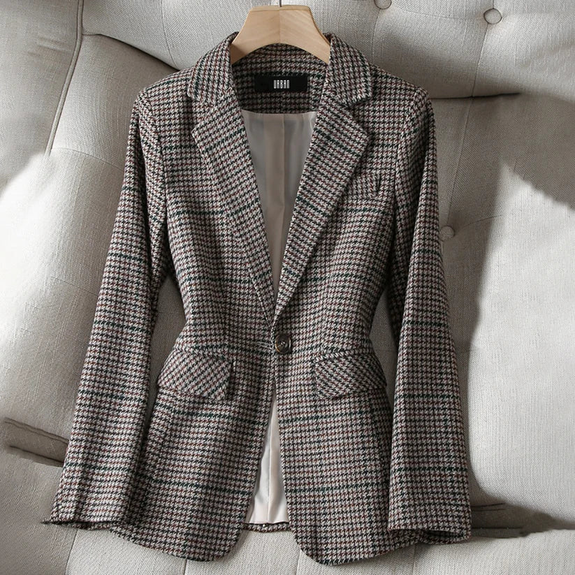 Krohn-e | Damen Blazer Jacke mit Kariert, Chic und Bequem