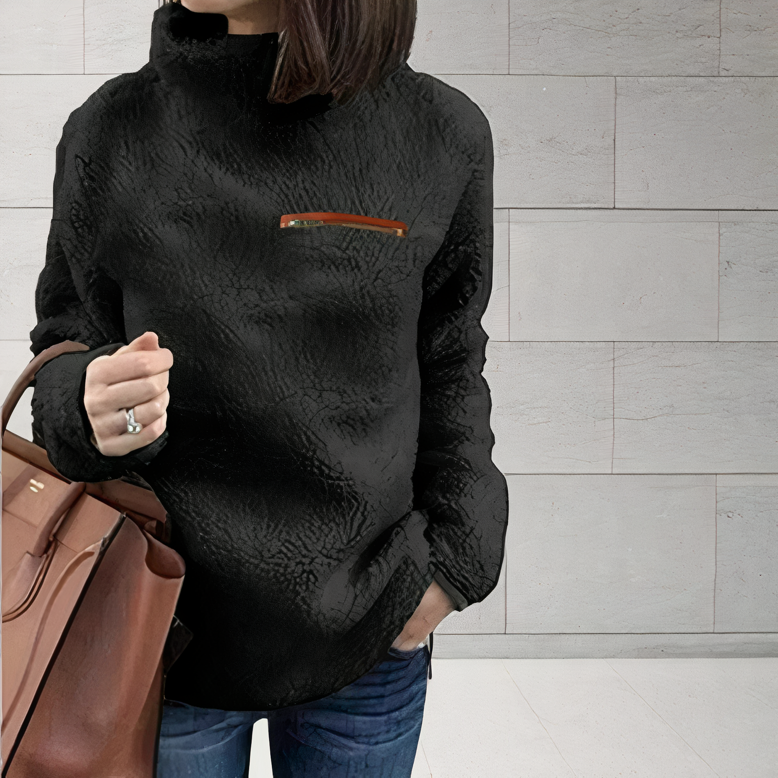 Krohn-e | Woll-Rollkragenpullover mit Druck
