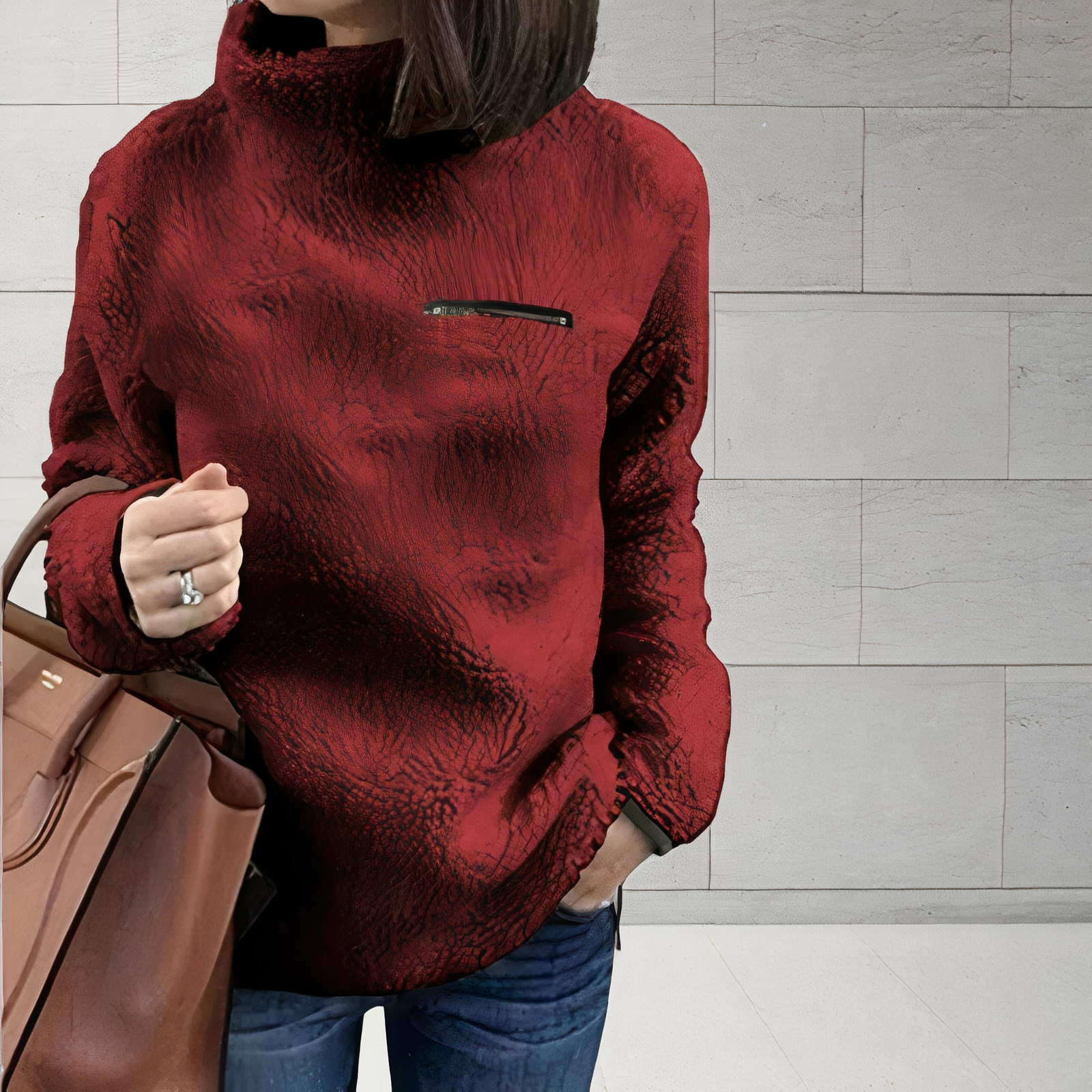 Krohn-e | Woll-Rollkragenpullover mit Druck
