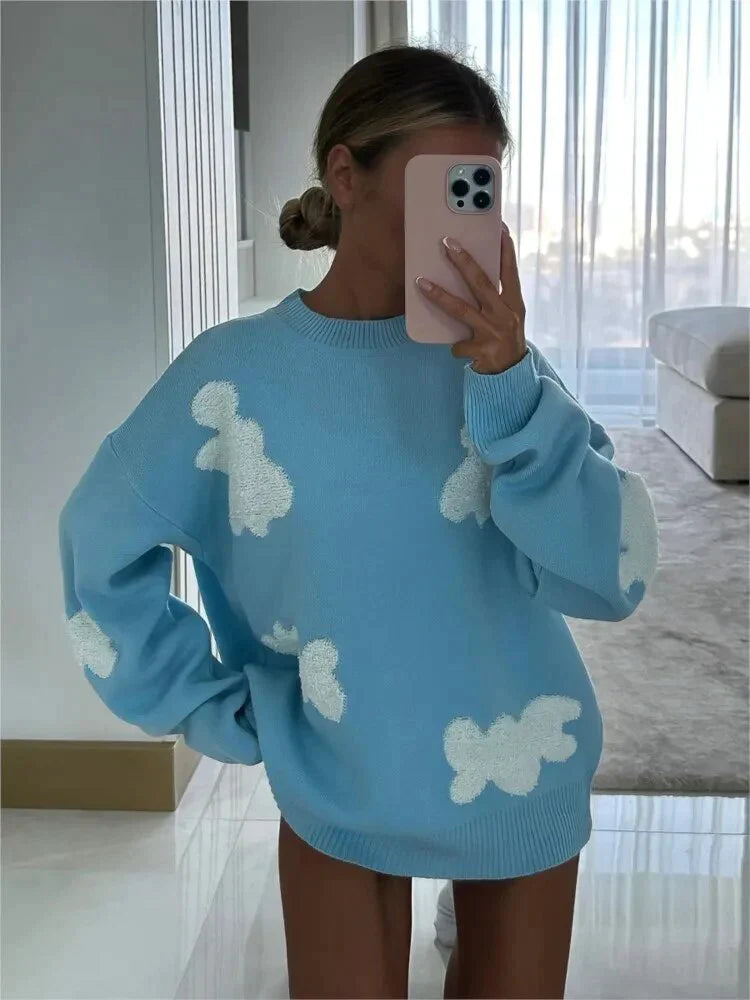 Elegant Sweetheart Embroidered Knit Sweater - Aster