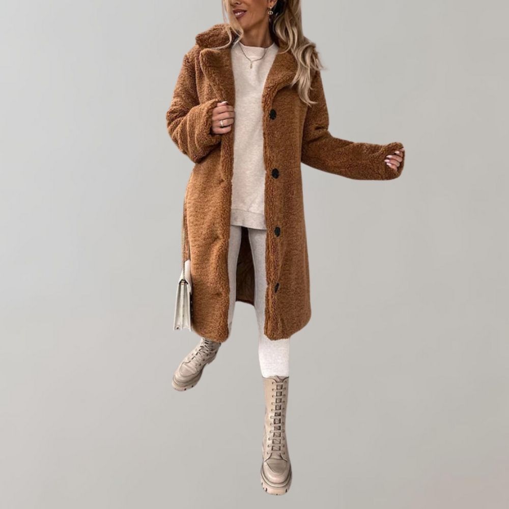Krohn-e | Langer Teddy Mantel für Damen