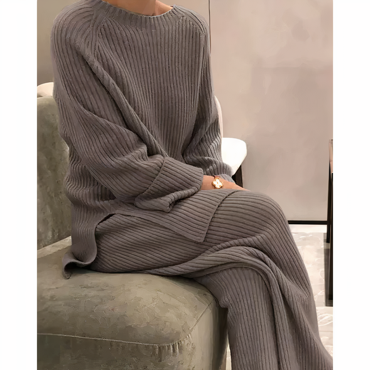 Relaxed Knit Sweater and Pants Set - Samantha