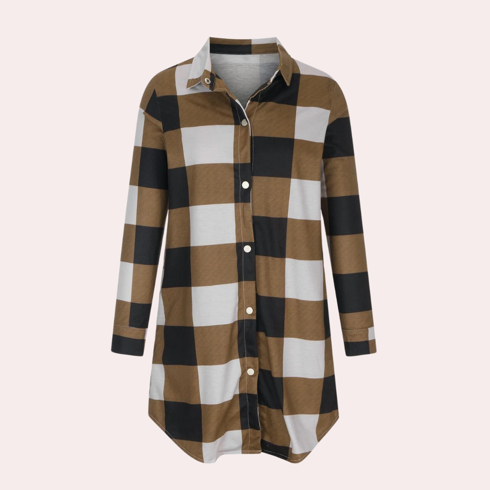 Krohn-e | Kariertes Herbstjacke in Midilänge für Damen
