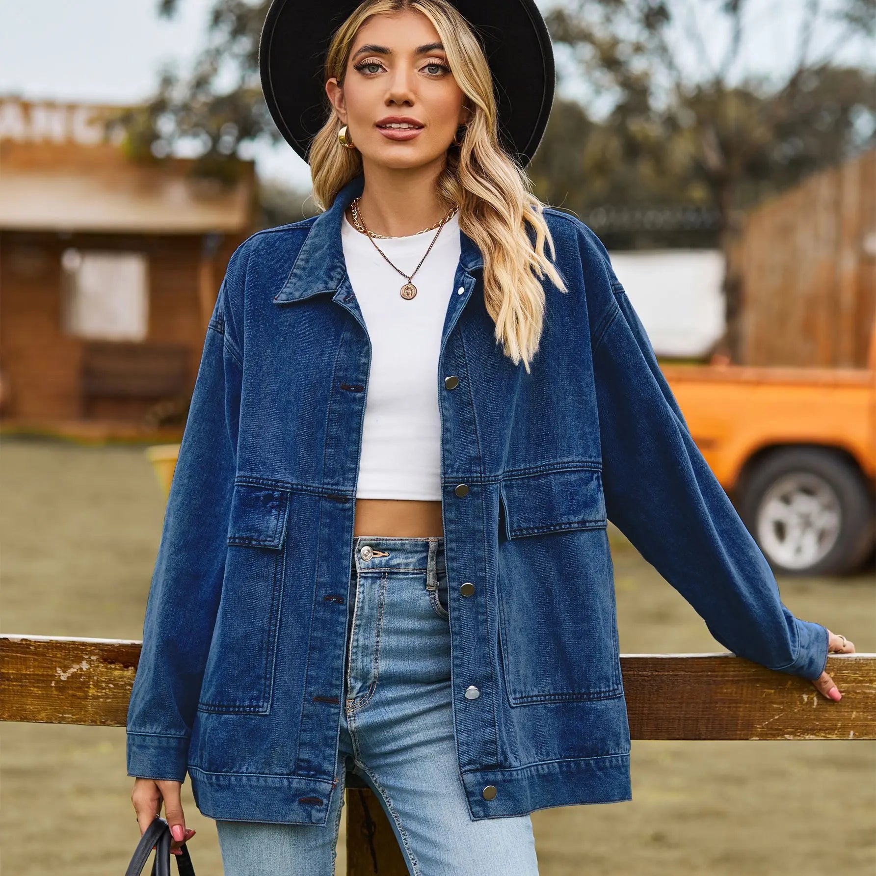 Krohn-e | Übergröße Denim Damenjacke mit Bequemer Passform