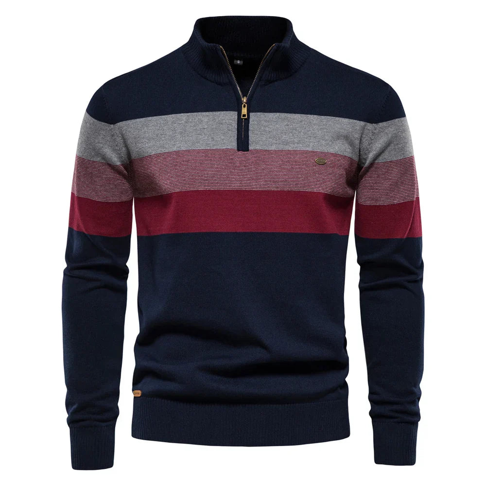 Hochwertiger Herren-Pullover mit Stehkragen und Halbzip - Stan