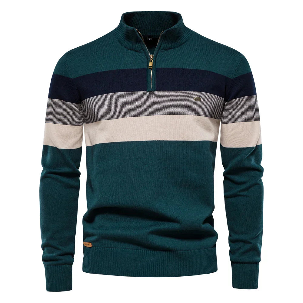 Hochwertiger Herren-Pullover mit Stehkragen und Halbzip - Stan