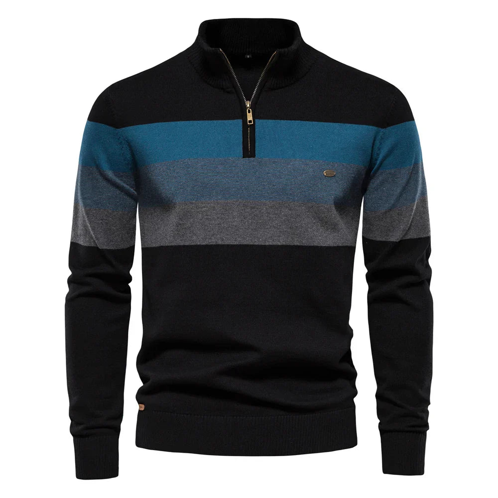 Hochwertiger Herren-Pullover mit Stehkragen und Halbzip - Stan