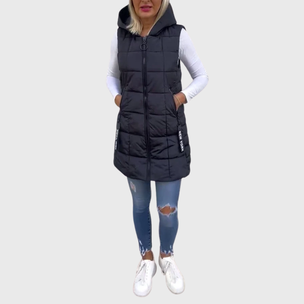 Krohn-e | Damen Eleganter Ärmelloser Gepolsterter Wintermantel
