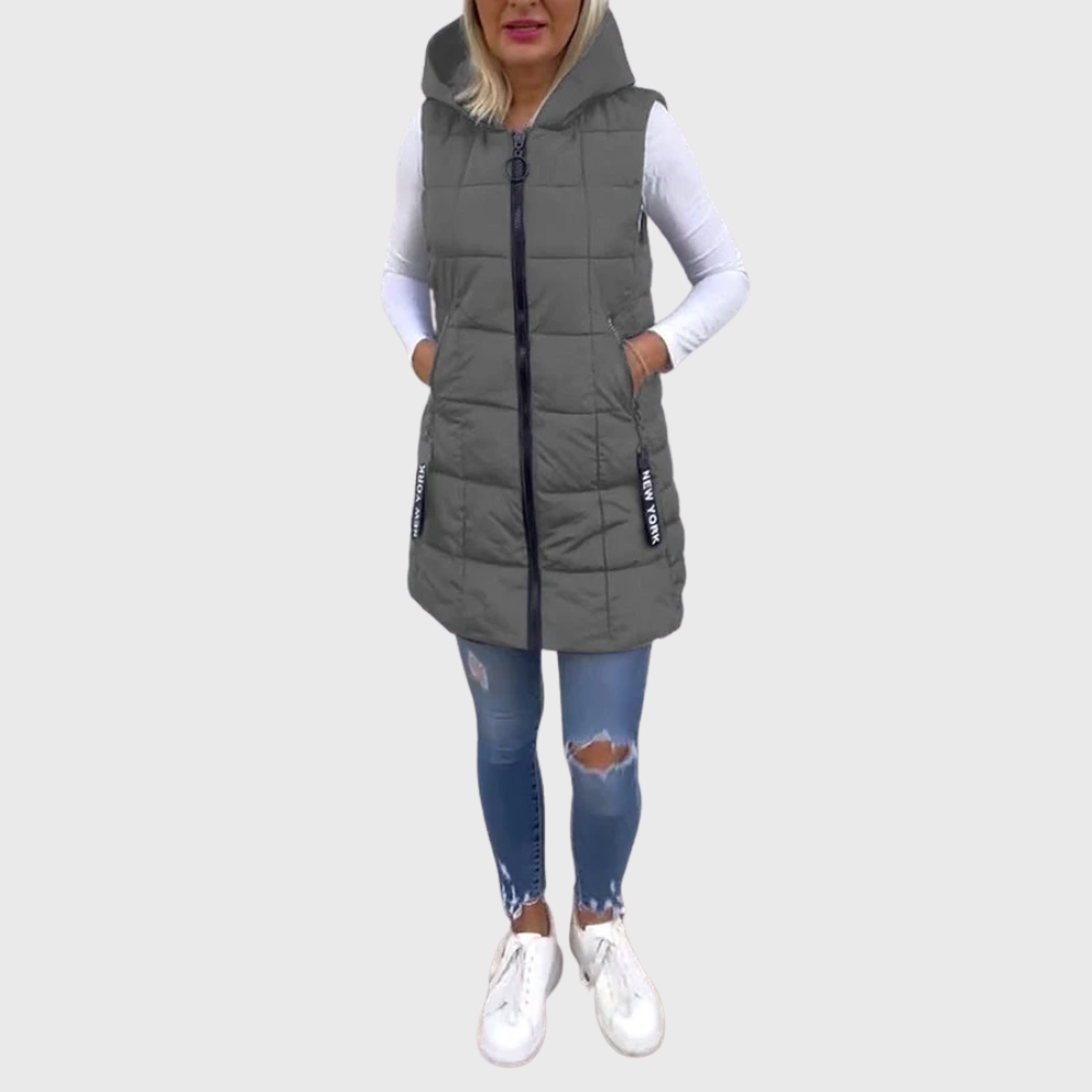 Krohn-e | Damen Eleganter Ärmelloser Gepolsterter Wintermantel