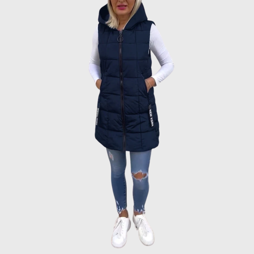 Krohn-e | Damen Eleganter Ärmelloser Gepolsterter Wintermantel