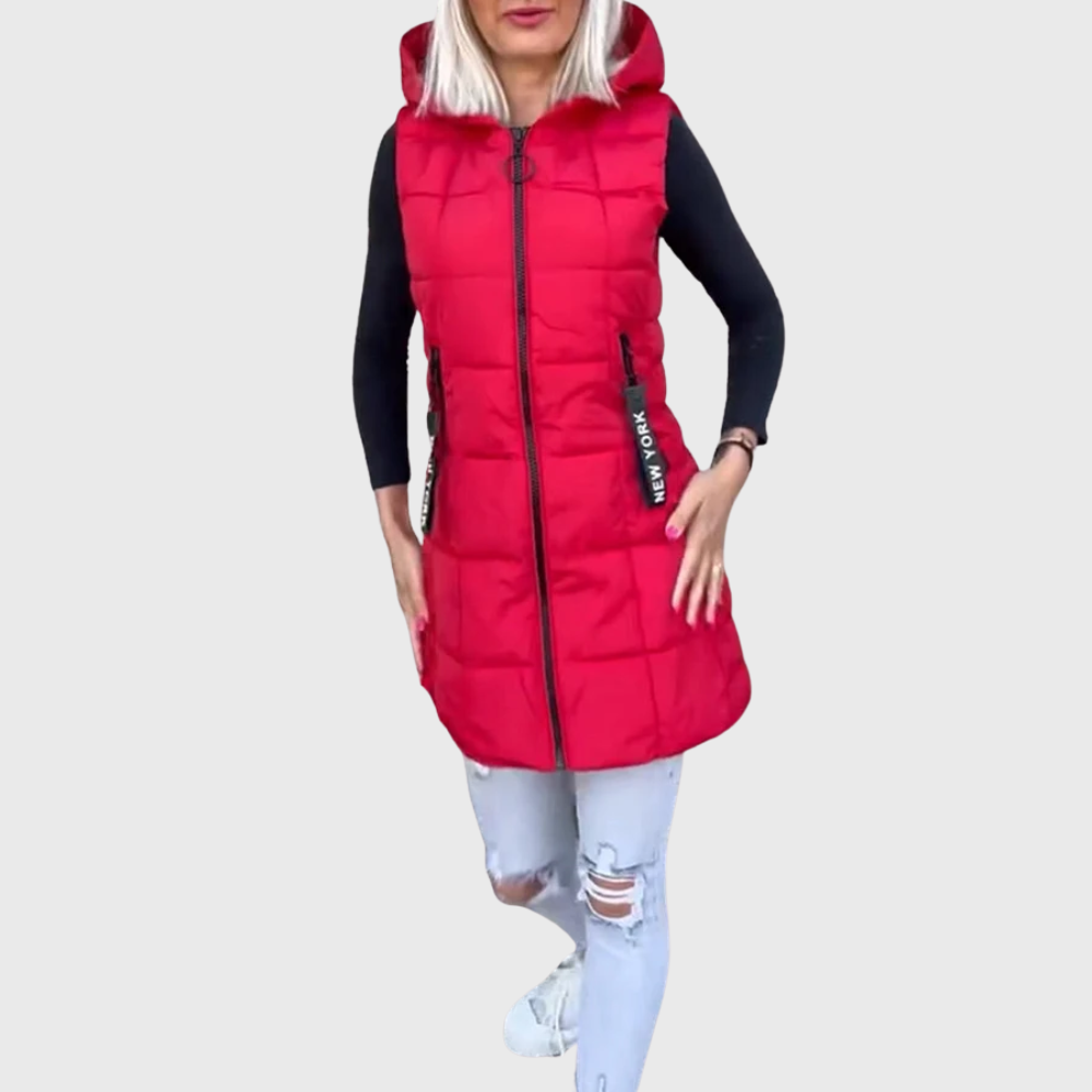 Krohn-e | Damen Eleganter Ärmelloser Gepolsterter Wintermantel