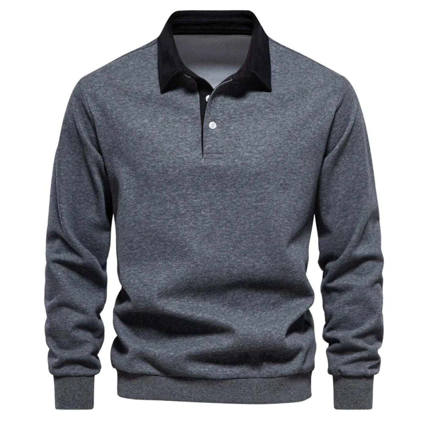 Bastian | Herren Polo Sweatshirt Langarm Kragen einfarbig
