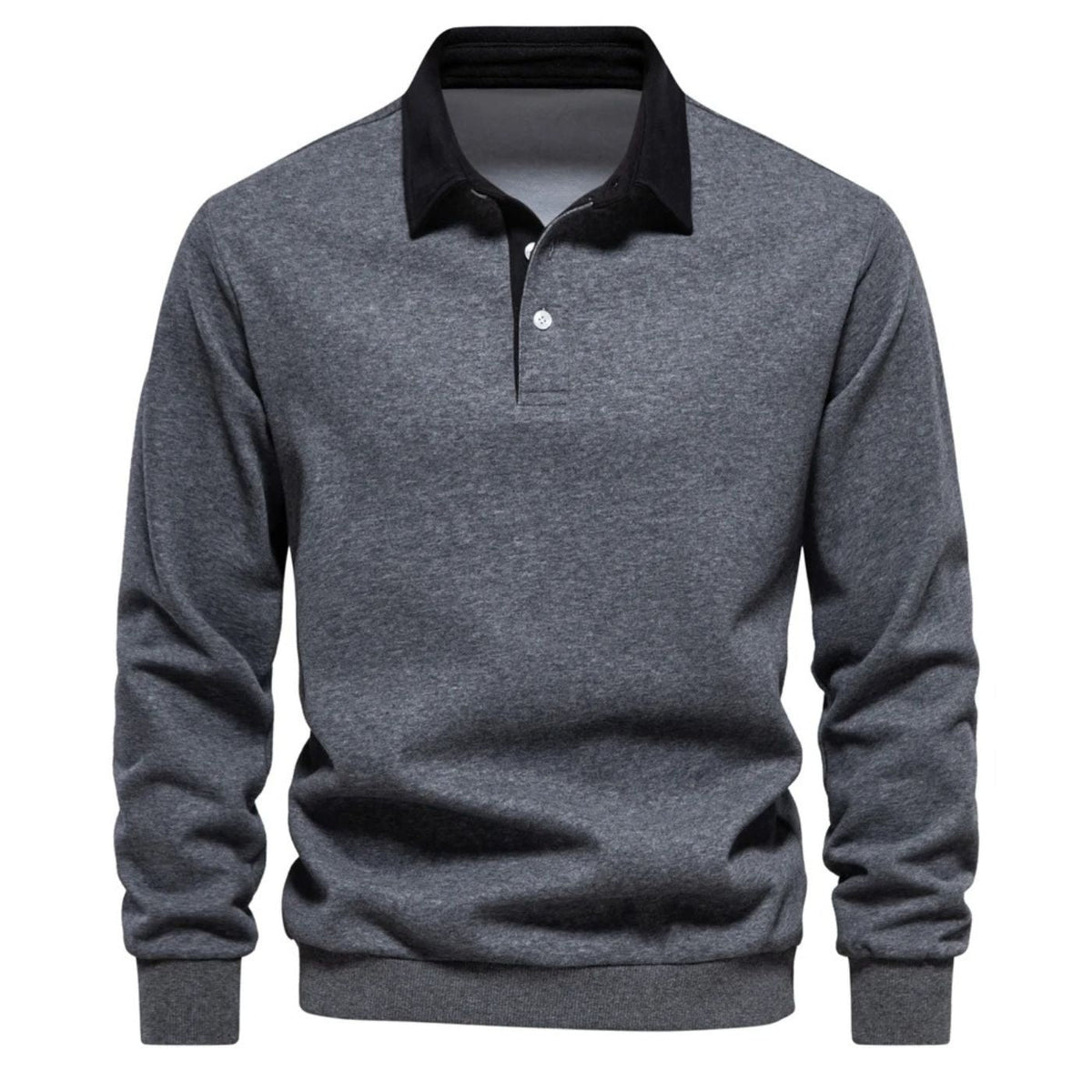 Bastian | Herren Polo Sweatshirt Langarm Kragen einfarbig