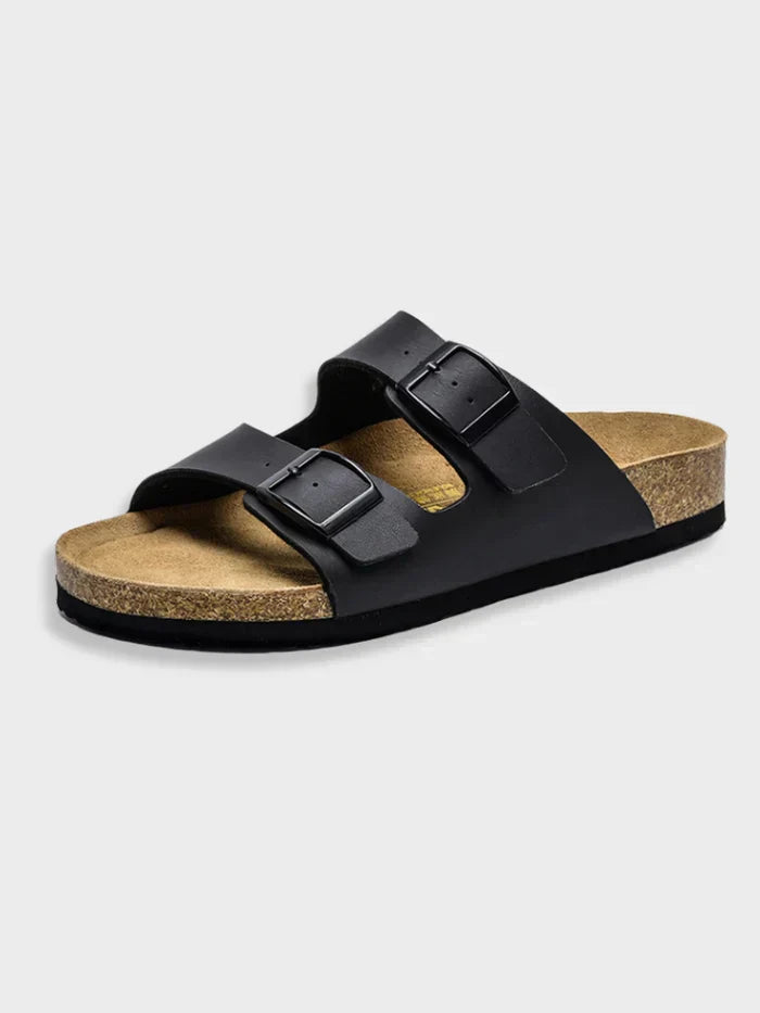 Damen-Sandalen aus Leder mit Korksohle