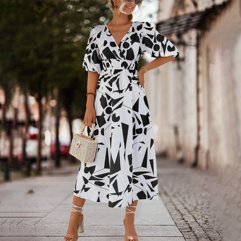 Lässiges Midikleid Fiona mit V-Ausschnitt