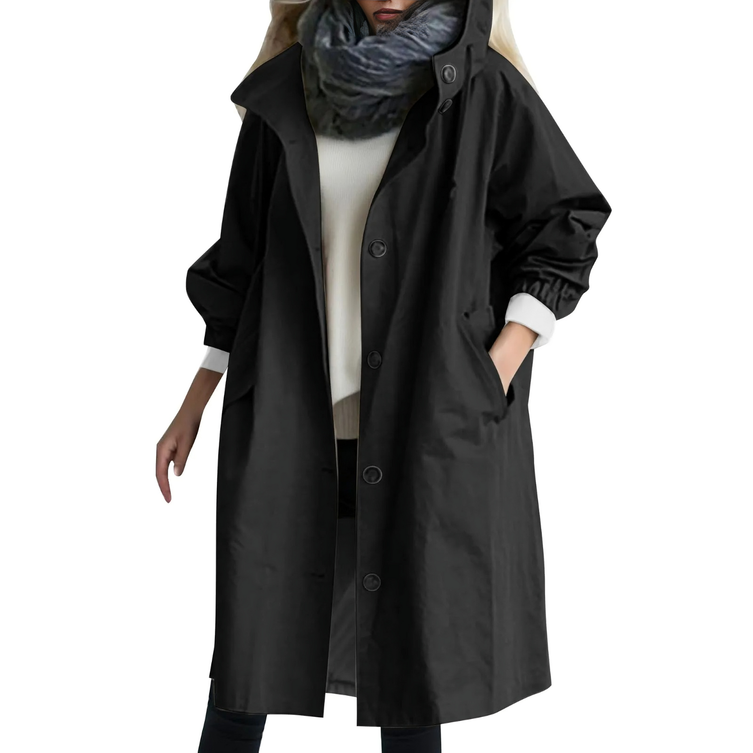 Krohn-e | Winddichtes Damen-Trenchcoat mit Kapuze