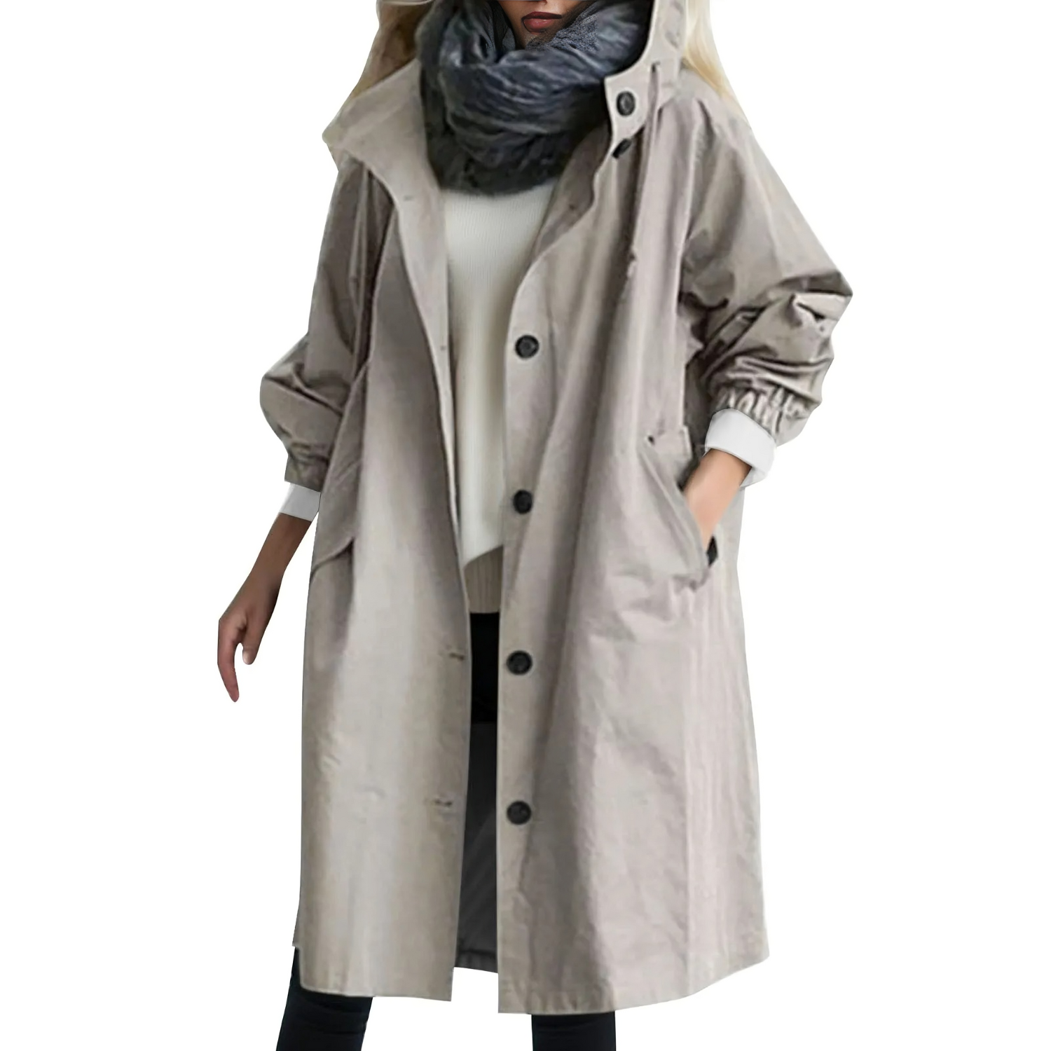 Krohn-e | Winddichtes Damen-Trenchcoat mit Kapuze