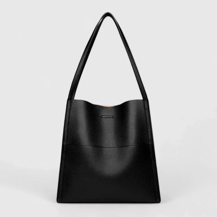 KROHN-E Damen Strukturierte Handtasche Reißverschluss Innentaschen Schwarz