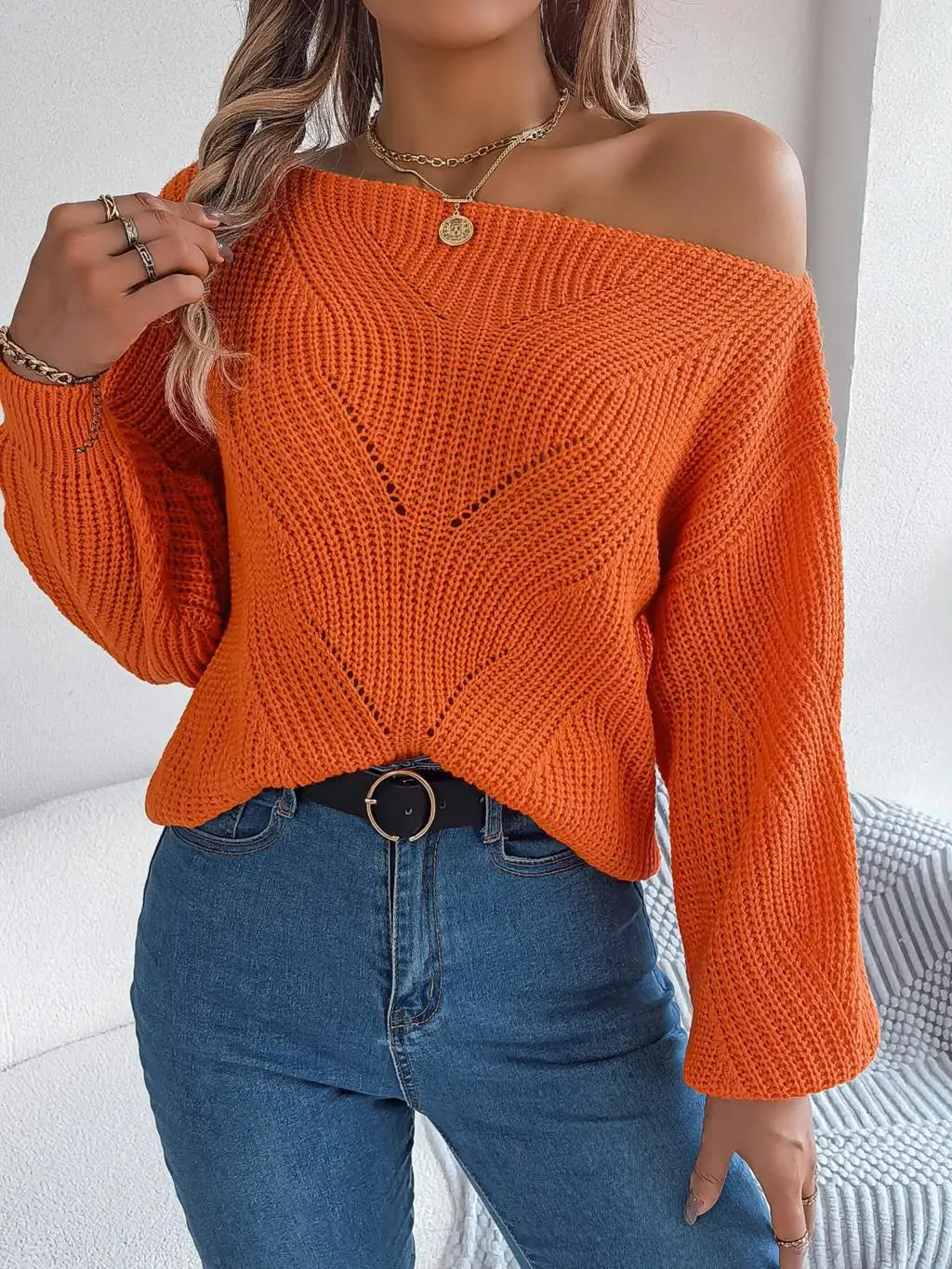 Jackie Off-the-Shoulder Knit Sweater
