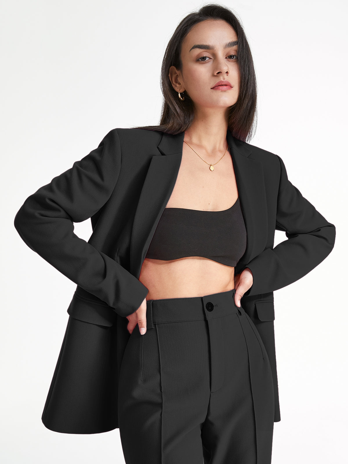 Avelena Damen Blazer mit Knopfverschluss