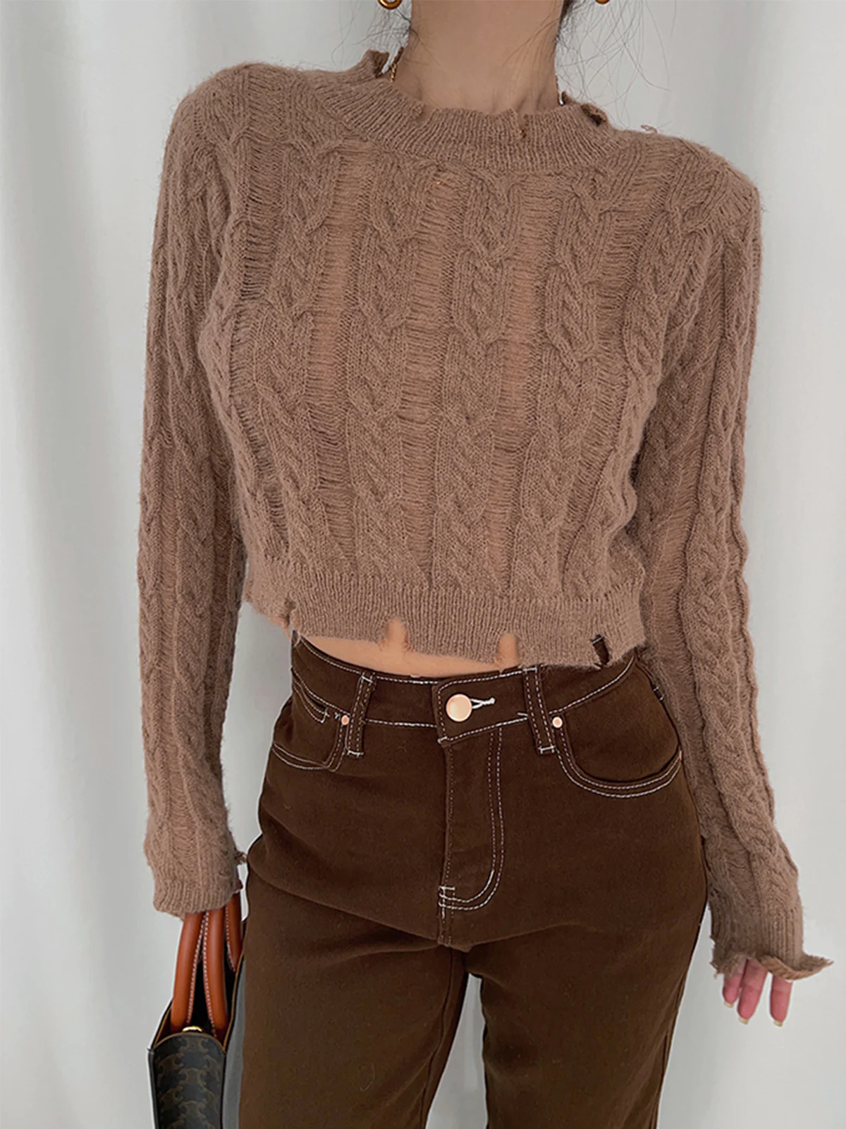 Halbtransparentes Häkel-Shirt mit Schneeflockenmuster von Fudus