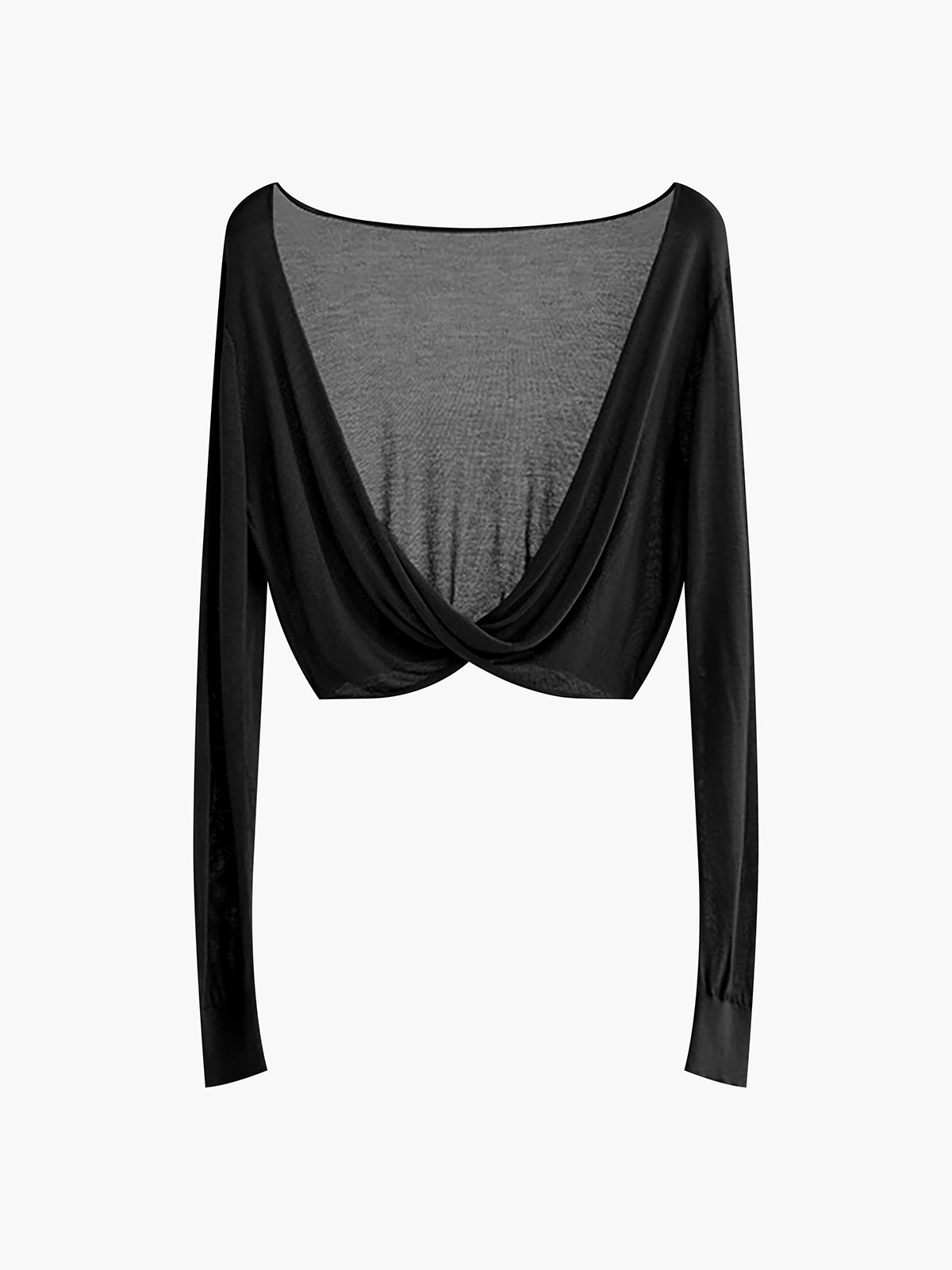 Fudus Cropped Knit Twist Front Top
