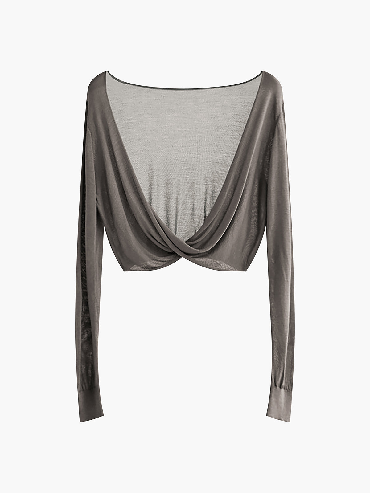 Fudus Cropped Knit Twist Front Top