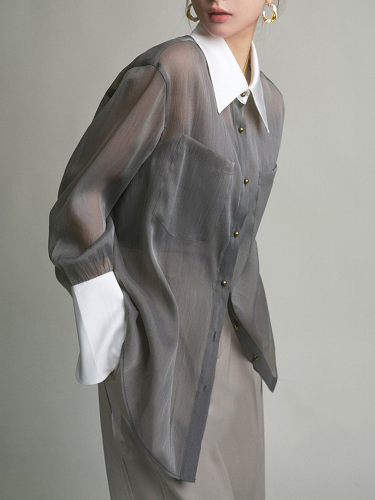 Fudus | Semi-Sheer Freizeit Blouse with Cami Top