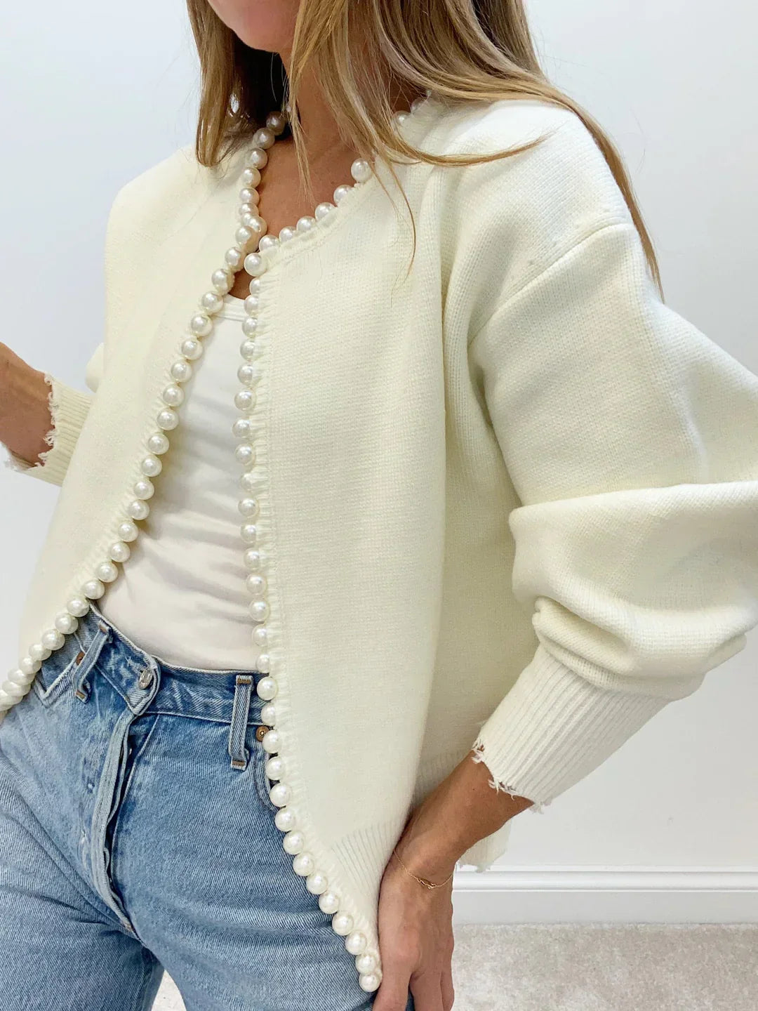 Krohn-e | Strickjacke für Damen, elegant & mit Perlen