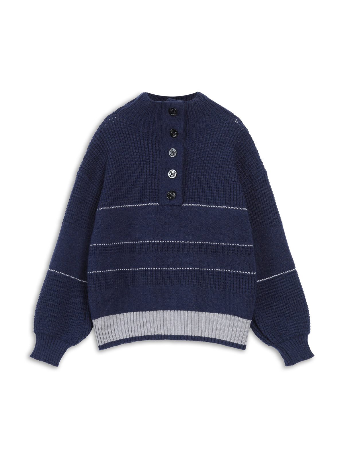Krohn-e | Gestickter Pullover mit Knöpfen Baumwolle Klassisch und Komfortabel