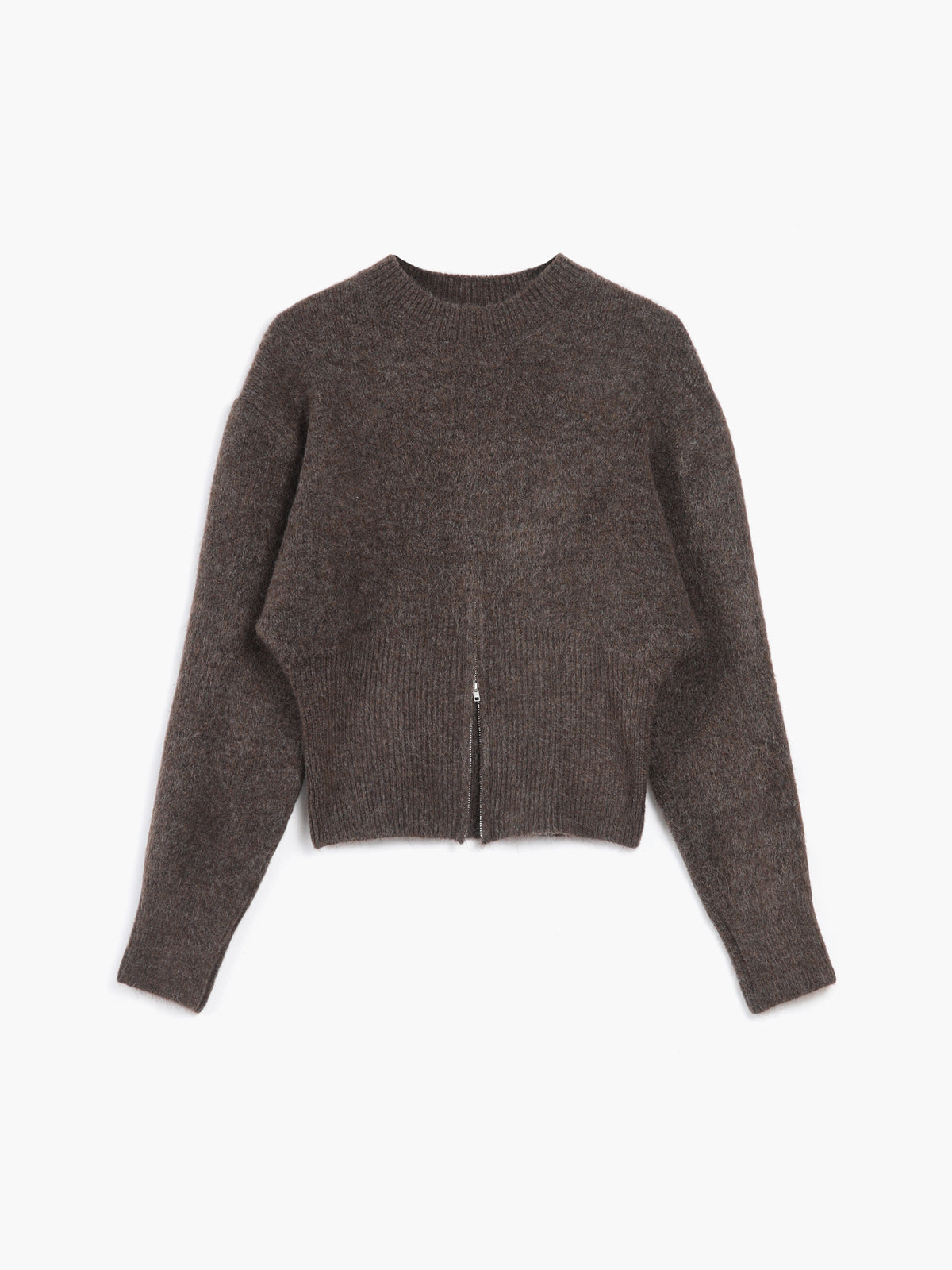 Fudus Damen-Pullover mit Halbzip und Fuzzy-Material