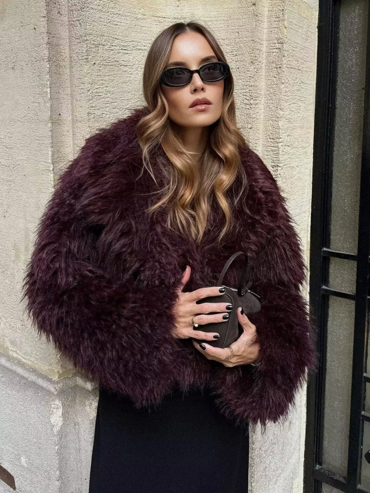 Krohn-e | Flauschige Imitation Pelz Kurze Jacke