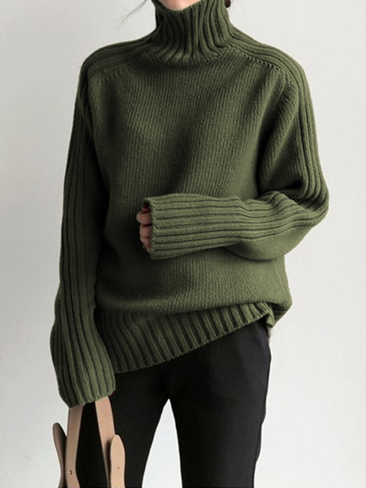 Krohn-e | Pullover - Damen Herbst Hoher Hals Strickpullover