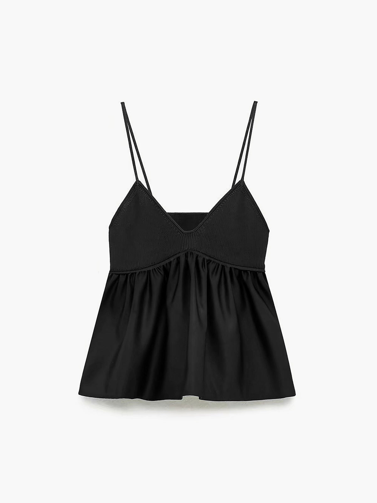 Fudus Cropped Cami Top with Ruffles