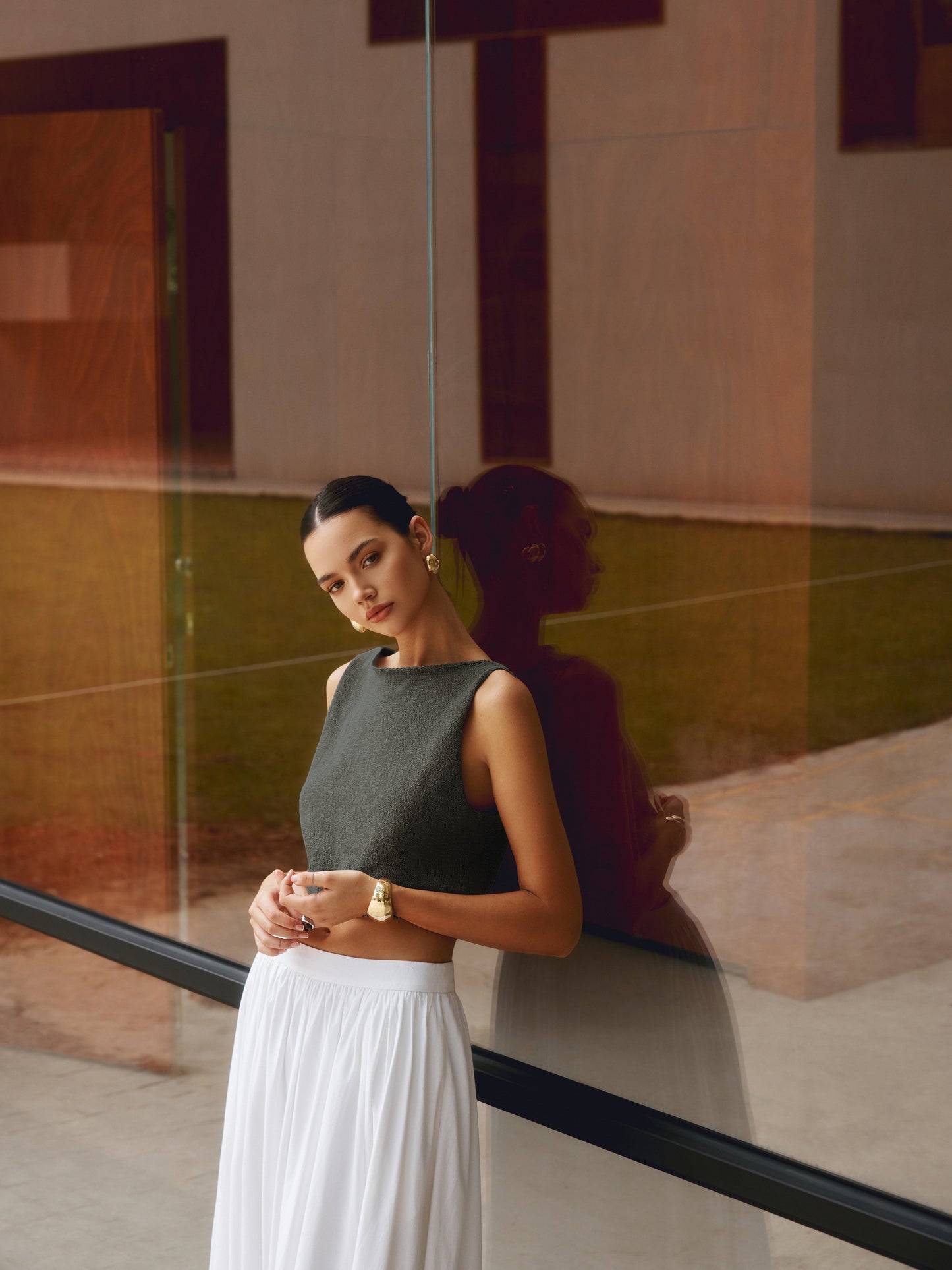 Fudus Cotton Blend Cropped Tank